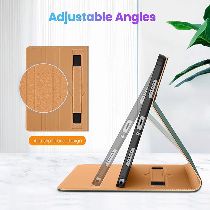 DTTO for Samsung Galaxy Tab A9 Plus 11 inch Case 2023, Premium Leather Business Folio Stand Cover with Hand Strap for Galaxy Tab A9+ 11'' 2023 Model (SM-X210/X216/X218)-Auto Wake/Sleep, Midnight Green