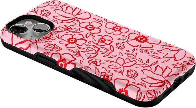 Casely iPhone 14 Case | Blush Garden | Floral Doodle | Compatible with MagSafe | Bold Protective Design