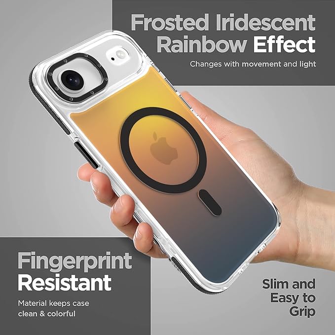 MOWIME Magnetic Case for iPhone Air [Compatible with Magsafe] [Cute Fashion Fluorescent Design] [1 Screen Protector] Slim Translucent Matte Case for iPhone Air 6.5" 2025, Black
