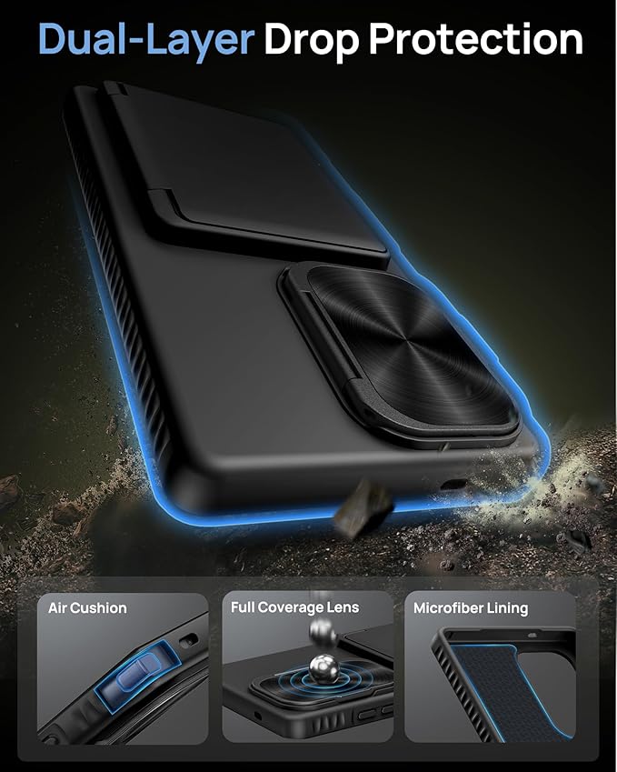 for Samsung Galaxy S25 Ultra Case Wallet, Built-in Stand & Card Holder & Camera Cover, Full Body Protective Rugged Multifunctional Wallet Kickstand Phone Cover Case for S25 Ultra 2025, Black