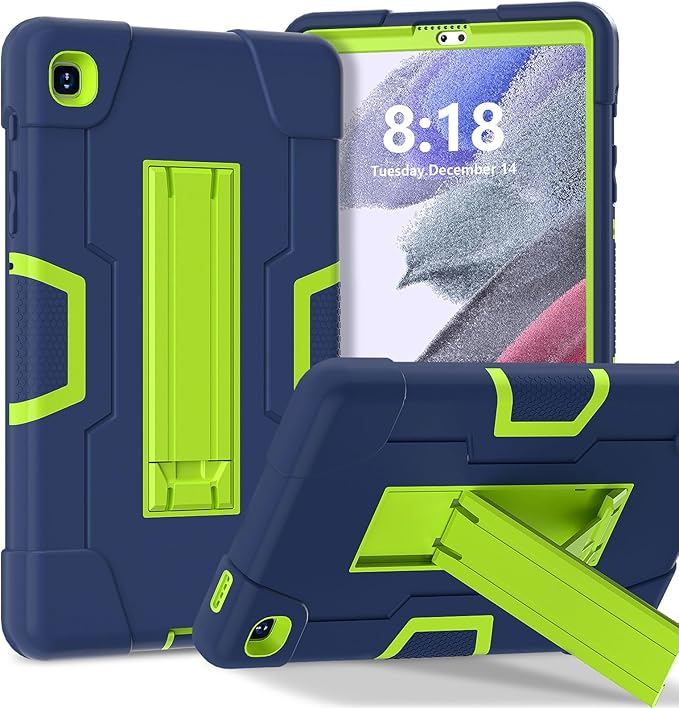 Case for Samsung Galaxy Tab A7 Lite 8.7-Inch 2021 (SM-T227/T225/T220), 3 in 1 Heavy Duty Rugged Shockproof Kickstand Hybrid Three Layer Protective Cover, Navy Blue