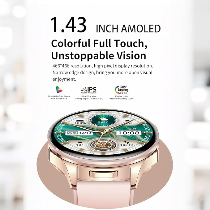 Smart Watch with Earbuds,2 in 1 TWS Smartwatches,1.43" Colorful AMOLED Display Smartwatch for Android iOS,Waterproof Fitness Tracker Long Time Standby (Pink)