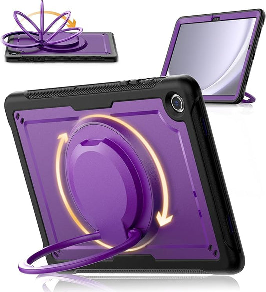 Case for Samsung Galaxy Tab A9 Plus/ A9+ 11 Inch 2023, Lightweight Shockproof Drop-Proof Case, 360° Rotating Handle Stand, Adjustable Shoulder Strap& Pencil Holder (Purple)