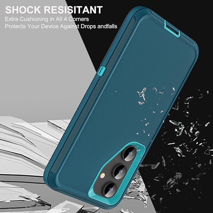 for Samsung Galaxy S25 Case, ONLY, [NOT FIT Galaxy S25 Edge/S25 Plus/S25 Ultra], Military Grade Case with 2Pcs Tempered Glass Screen Protector & 1Pcs Camera Lens Protector (Blue/Turquoise)
