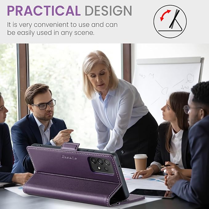 for Samsung Galaxy A53 5G Case, Premium PU Leather Wallet Case Flip Cover with [RFID Blocking][Card Holder][Stand Function] Shockproof Protective for Samsung Galaxy A53, Purple