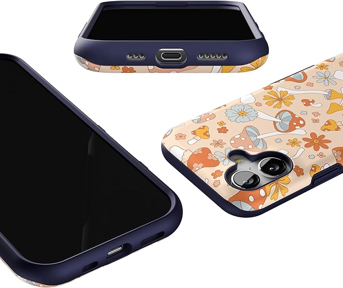 Casely iPhone 17 Case | Mushroom Magic | Retro Floral | Bold Protective Design | Compatible with MagSafe