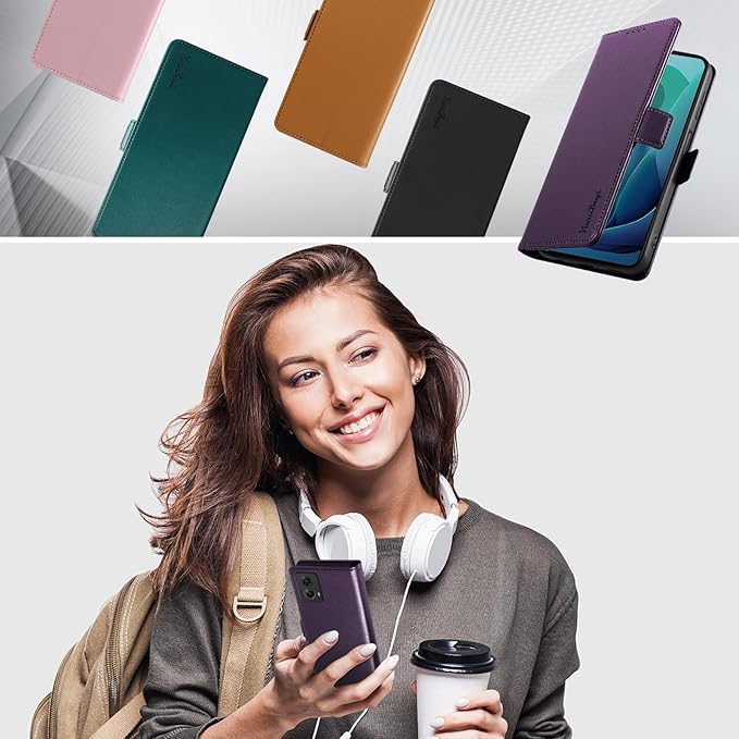 Wallet Flip Case for Moto G 5G (2024) - [RFID Blocking] Luxury PU Leather Card Holder Magnetic Phone Cover with Kickstand,Shockproof Protective Case,Purple