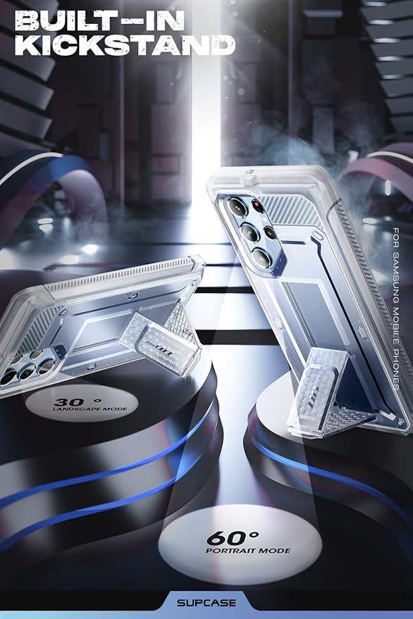 SUPCASE for Samsung Galaxy S22 Ultra Case with Stand, [Unicorn Beetle Pro] [2 Front Frames] [Built-in Screen Protector & Belt-Clip] Military-Grade Protection Phone Case for Galaxy S22 Ultra, Clear