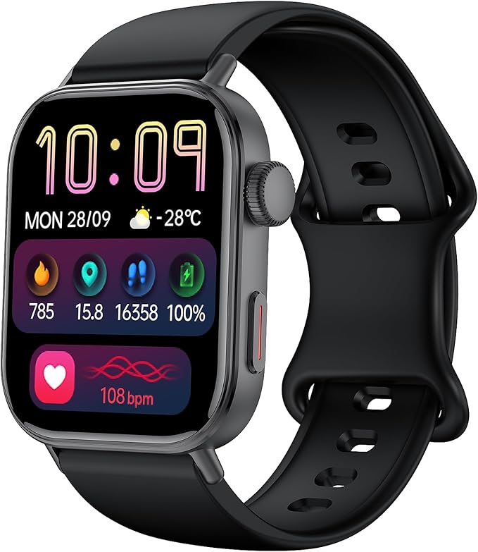 Black Smart Watche for Men/Women,1.75" fitness trackers with Heart Rate Monitor/Flashlight , IP67 Waterproof, Bluetooth Call & Music Control, Sport watch men,120+ Sport Smartwatch for iOS Phone Adroid