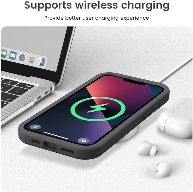 Vooii Compatible with iPhone 13 Case, Liquid Silicone Upgrade [Camera Protection] [Soft Anti-Scratch Microfiber Lining] Shockproof Phone Case for iPhone 13 6.1 inch - Black