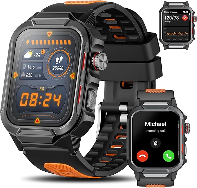 Smart Watches for Men (Answer/Make Calls), 1.96" Fitness Smart Watch with Heart Rate/Blood Oxygen/Sleep Monitor/100+ Sport Modes, 3ATM Waterproof Smartwatch Mens Watches for Android and iPhone