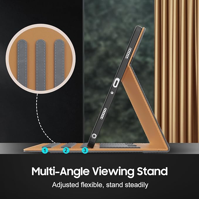 OKP Case for Samsug Galaxy Tab A9+ Plus 11 inch 2024(SM-X210/X216/X218), PU Leather Folio Cover with Multi-Angle Stand//Pen Holder, Auto Wake/Sleep Case for Galaxy A9+ 11" Tablet (Gray)