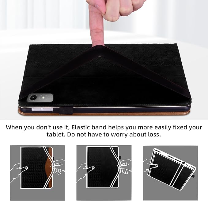 Case for Lenovo Tab M11 11-inch 2024 (TB330FU /TB330XU) Multi-Angle Stand Folio Cover PU Leather with Card Pocket Tab M11 Case,Black