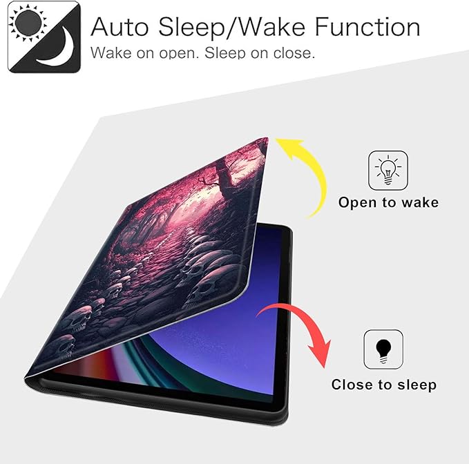 Case for Samsung Galaxy Tab S10 FE/ S9 FE 5G 10.9 Inch/Tab S9 11 Inch, Slim PU Leather Stand Cover with Auto Wake/Sleep, Multi-Angle Viewing & Shockproof, Skulls Leading