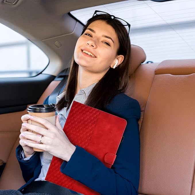 Case for Samsung Galaxy Tab A 10.1 2019 Model SM-T510/T515/T517 Magnetic Shell Foldable Cover with Card Holder Multi-Angle Galaxy Tab T510,Red