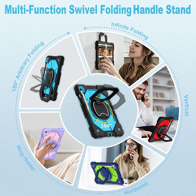 WESOROL Case for Samsung Galaxy Tab S10 Lite/S10 FE/S9 FE 10.9 Inch Galaxy Tab S9 11 Inch,Shockproof Cover for Samsung S9 FE Tablet Case with Screen Protector Rotate Stand Pen Holder,Black Blue