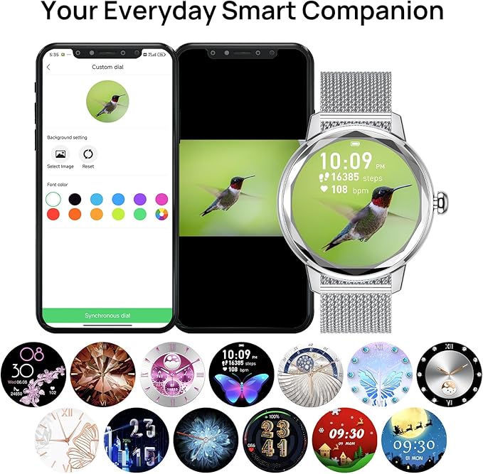 1.57'' Smart Watch for Women with Heart Rate/SpO2/Female Cycle Tracker, Silver Smartwatch Answer/Make Calls, IP67 Fitness Tracker with 123 Sports Modes, 2 Bands, iOS Android Compatible