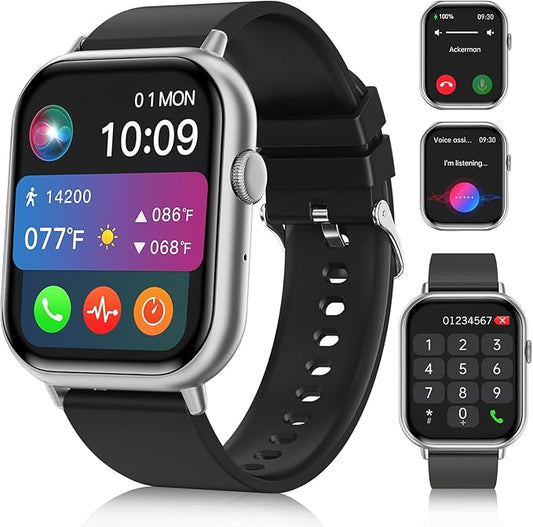 Smart Watches for Men Women (Answer/Make Call), 2.01" HD Screen Fitness Tracker Watch with Blood Pressure/Heart Rate/Sleep Monitor, Smart Watch for Android iOS Phones, IP67 Waterproof Sport Watch