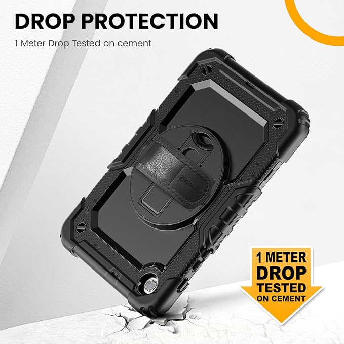 Timecity Case for Galaxy Tab A 8.4 Inch 2020, SM-T307 Case, with Stylus Holder Screen Protector/Swivel Stand/Hand Strap/Shoulder Strap, Heavy Duty Protective Tablet Case for SM-T307U- Black