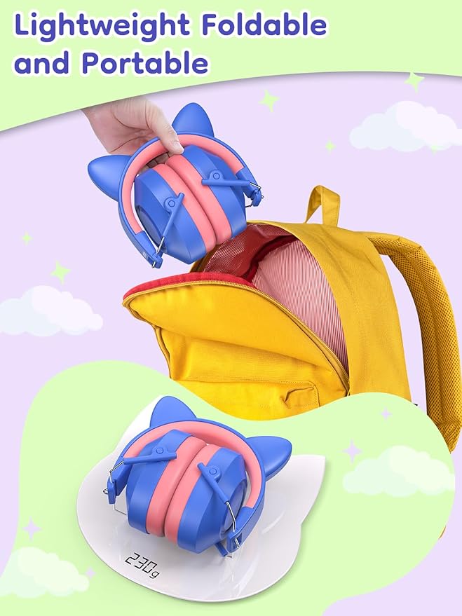 Dr.meter Noise Cancelling Headphones for Kids, SNR 32dB Hearing Protection Earmuffs for Noise Reduction, Ear Muff for Autism Sensory Monster Jam Derby Demo Mowing Concert Air Show Blue