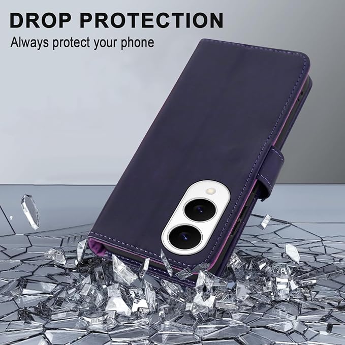 MONASAY Wallet Case Fit for Samsung Galaxy S25 Edge 5G，[Lens & Glass Screen Protector] [RFID Blocking] Flip Folio Leather Cell Phone Cover with Credit Card Holder, 6.7 inch, Purple