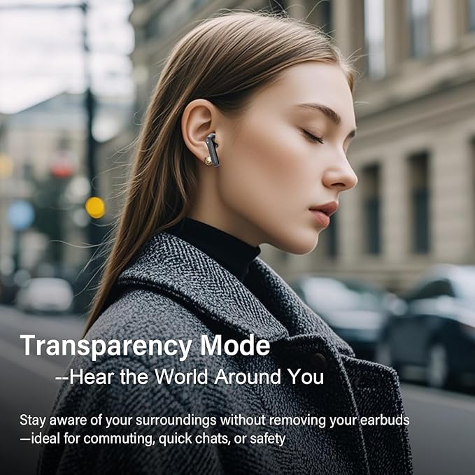 Adaptive Hybrid Active Noise Canceling Wireless Earbuds, 6 Mics ENC Clear Call Ear Buds, Hi-Res Audio Deep Bass Bluetooth 5.4 Headphones, 48H Playtime, Wireless Charging, Multipoint Connection, Black