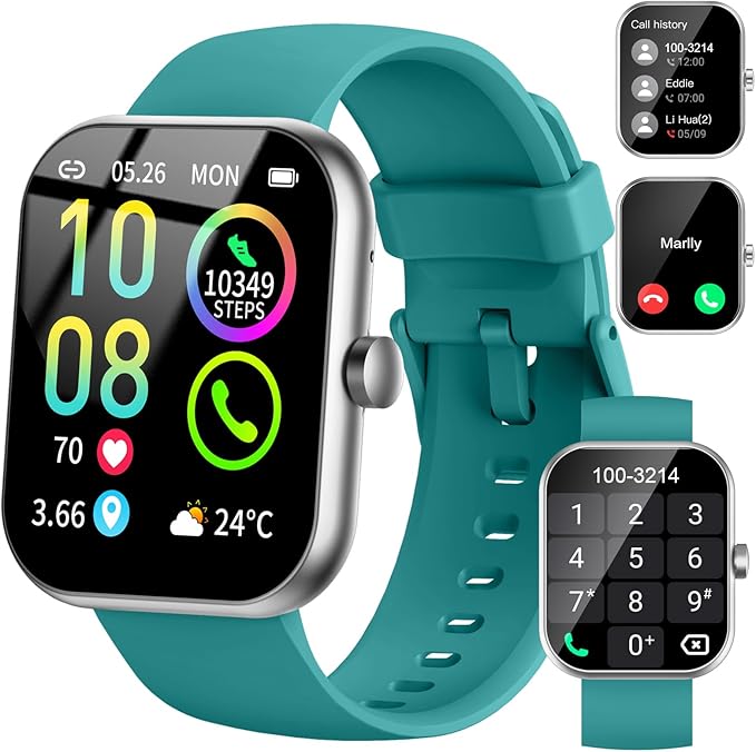 Smart Watch (Answer/Make Calls), 1.96"HD Smartwatch for Men Women 113+ Sport, 2025 Fitness Activity Tracker with Heart Rate Monitor, Sleep Trackers, Pedometer, IP68 Waterproof for Android iOS Green