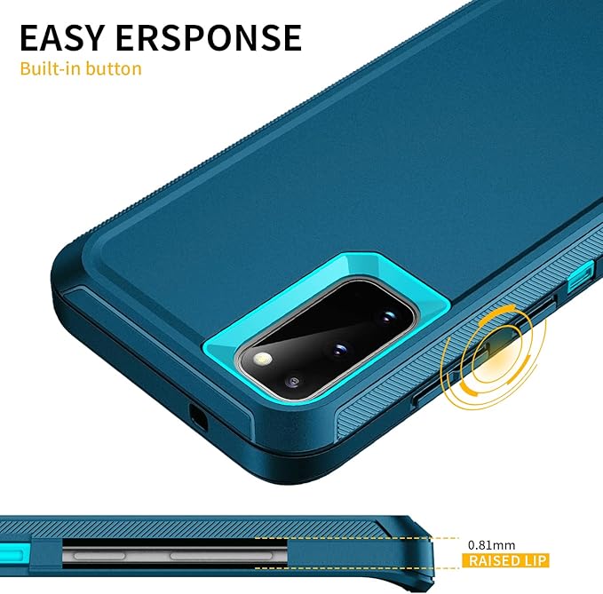 for Galaxy S20 FE 5g Case,Shockproof Dropproof Dustproof 3-Layer Full Body Protection Rugged Heavy Duty High Impact Hard Cover Case for Galaxy S20 FE 6.5 inch,Turquoise