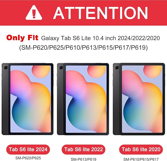 BRAECNstock for Samsung Galaxy Tab S6 Lite Case 10.4 Inch 2024/2022/2020 (SM-P620/P610/P619) Shockproof Protective Silicone Tab S6 Lite Kids Case Cover with Pen Holder Rotating Stand Hand Strap - Red