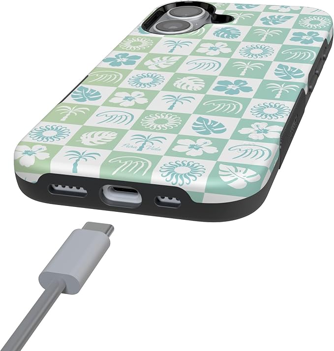 Casely iPhone 17 Case | Coastal Checkers | Pura Vida | Compatible with MagSafe | Bold Protective Design