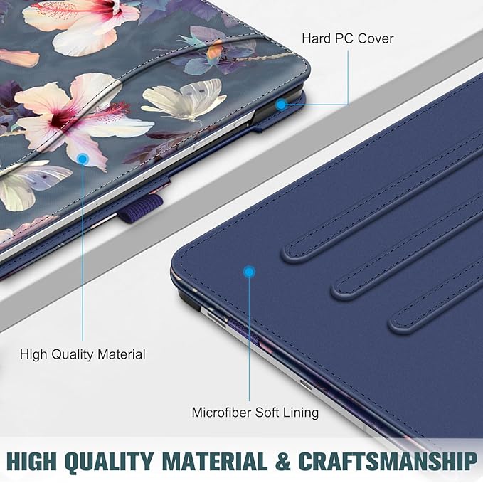 Fintie Case for Samsung Galaxy Tab S10 Lite/ S10 FE/ S9 FE 5G 10.9 Inch/Tab S9 11 Inch with S Pen Holder, Multi-Angle Viewing Protective Cover with Pocket, Auto Sleep/Wake, Blooming Hibiscus