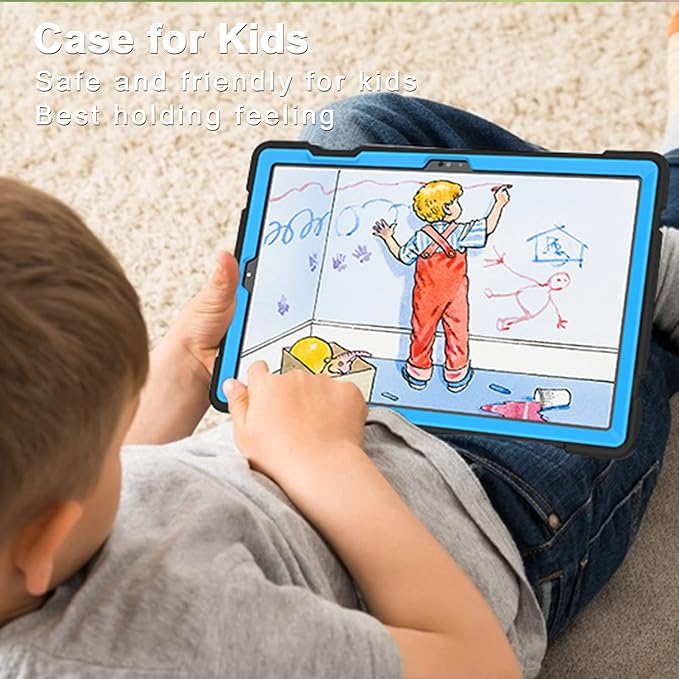 Rantice Galaxy Tab A8 Case with Kickstand, Hybrid Shockproof Rugged Cover for Samsung A8 Tablet, 10.5 Inch (SM-X200/X205/X207), Black+Blue