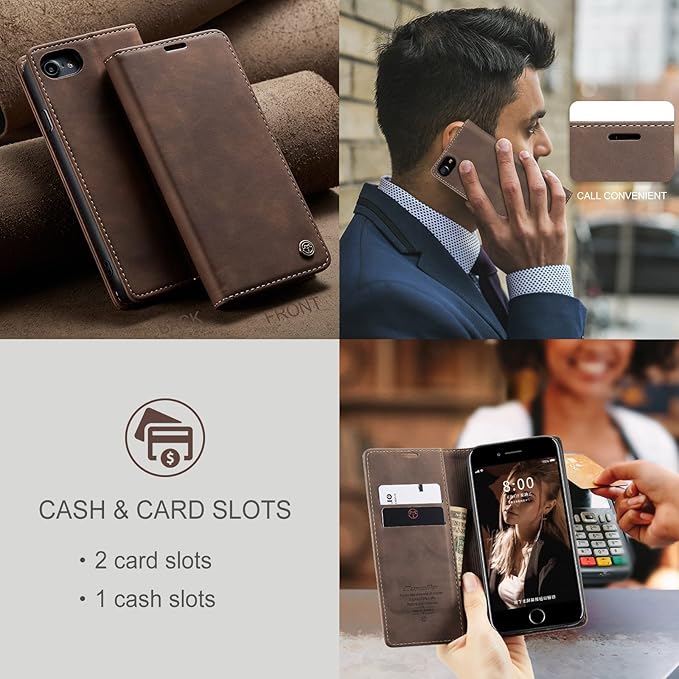 for iPhone 6 / 6S Case, Flip Wallet Leather Case with Card Holder Magnetic Closure Shockproof Kickstand Protective Phone Cases Cover for iPhone 6S,Coffee