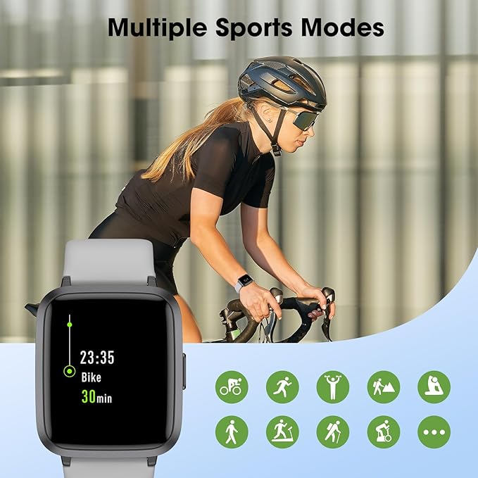 Fitness Tracker Watch with Heart Rate Monitor, Large Screen Activity Tracker with Pedometer, Sleep Monitor, Calories & Step Counter, 5ATM Waterproof Smart Watch for Women Men Fitness Watch for Sports