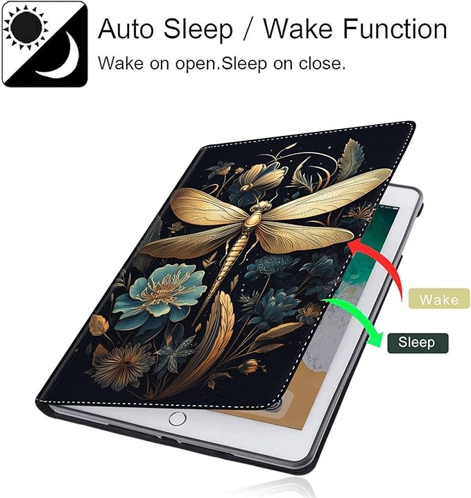 Case for Galaxy Tab A9 Plus ， Auto Sleep/Wake Multi-Angle Viewing Slim Folio Stand Cover for Samsung Galaxy Tab A9+/A9 Plus 11 Inch 2023 (SM-X210/X216/X218), Dragonfly Art