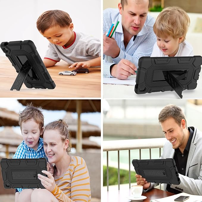 Rantice Samsung Galaxy Tab A7 Lite Case 8.7 inch with Kickstand, Shockproof Rugged Tablet Case for Galaxy Tab A7 (SM-T220/T225), Black