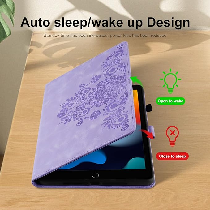 Case for Galaxy Tab A9+ Case 11 Inch, Retro Samsung Galaxy Tab A9 Plus Cover SM-X210/215 with Carved Flap, Magnetic Buckles Design, Stand Function Purple