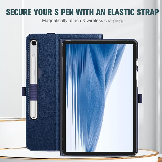 Fintie Case for Samsung Galaxy Tab S10 Lite/ S10 FE/ S9 FE 5G 10.9 Inch/Tab S9 11 Inch with S Pen Holder, Multi-Angle Viewing Protective Cover with Pocket, Auto Sleep/Wake, Dark Blue