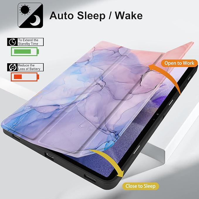 Case for Samsung Galaxy Tab S8 2022 & S7 2020, Shockproof Tablet Case for Samsung Tab S8/S7 11 inch with Auto Sleep/Wake & Trifold Stand & Soft TPU Back Cover, Abstract Marble