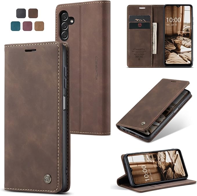 for Samsung Galaxy A14 4G/5G Case, Flip Wallet Leather Case with Card Holder Magnetic Closure Shockproof Kickstand Protective Phone Cases Cover for Galaxy A14 Phone Cover,Coffee