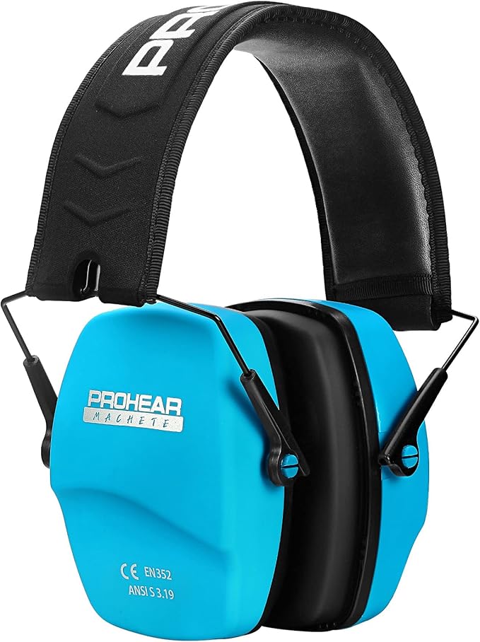 PROHEAR 016 Ear Protection Safety Earmuffs for Shooting, NRR 26dB Noise Reduction Slim Passive Hearing Protector with Low-Profile Earcups, Compact Foldable Ear Defenders for Gun Range, Hunting (Blue)