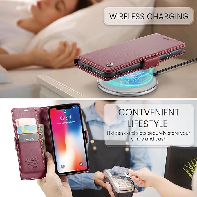 for iPhone Xs Max Case, Premium PU Leather Wallet Case Flip Cover with [RFID Blocking][Card Holder][Stand Function] Shockproof Protective for iPhone Xs Max 6.5", Red