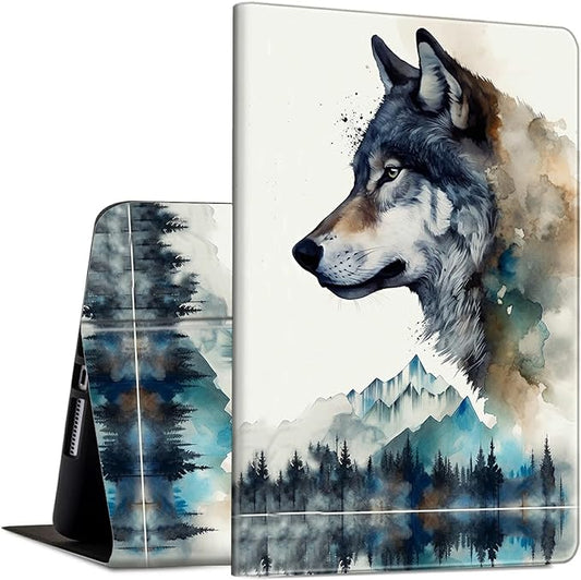 Case for Microsoft Surface Pro 9 / Pro 9 5G 13-Inch 2022 PU Leather Slim Lightweight Multiple Angles Stand Smart Cover with Auto Wake/Sleep for Microsoft Surface Pro 9 2022, Art Wolf