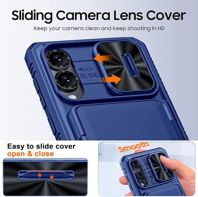 for Samsung Galaxy S25 Edge Case Wallet with RFID [Cards Holder][Camera Cover][Edge Raised] Full Body Shockproof Silicone Protective Phone Case for Galaxy S25 Edge 2025 (Blue)