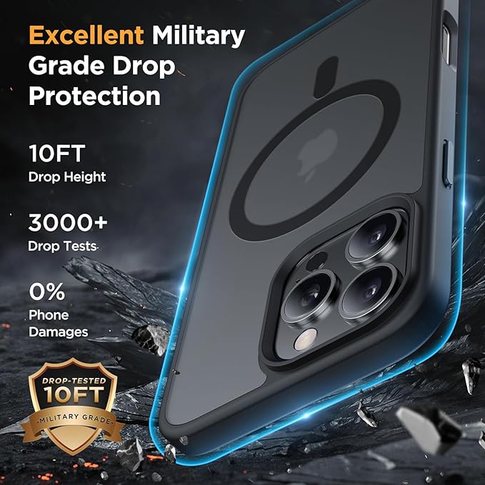 Miracase 2025 Upgraded Magnetic for iPhone 16 Pro Max Case, [Compatible with MagSafe] [Military-Grade Protection], Anti-Fingerprint, Slim Case for 16 Pro Max 6.9 inch with Screen Protector- Black