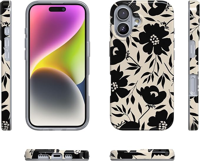 Casely iPhone 17 Case | Dark Fantasy | Contrast Floral | Compatible with MagSafe | Classic Ultra Slim Design