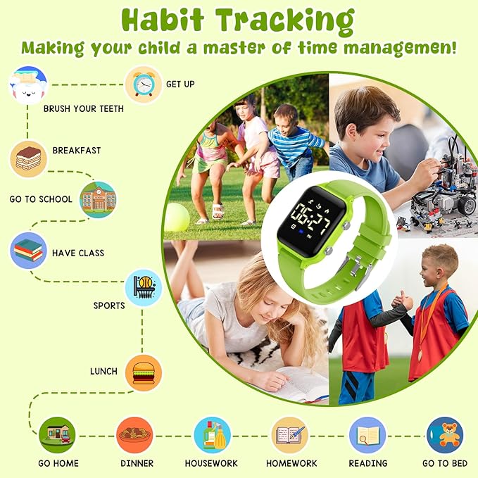 Kids Digital Watches for Boys Girls, Sports Watch with Fitness Tracker, Pedometer, Alarm Clocks, Stopwatch, No App Needed Waterproof Kids Watch, Gift for Teens Student Girls Boys Ages 5-14