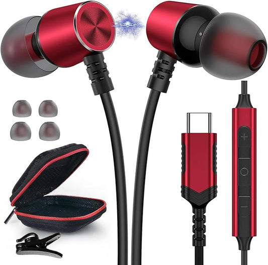 USB C Headphone Type C Earphone Magnetic Wired Earbuds for iPhone 17 Pro Max 16 16e 15 Plus for Samsung S25 S24 A53 A54 S23 FE for iPad A16 10 Pixel 8 9 Noise Canceling in-Ear Headset with Microphone