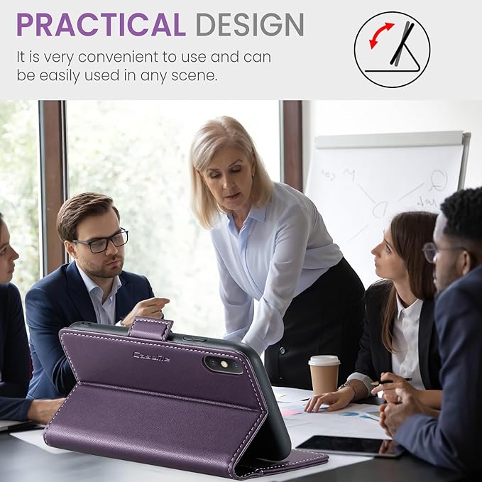 for iPhone Xs Max Case, Premium PU Leather Wallet Case Flip Cover with [RFID Blocking][Card Holder][Stand Function] Shockproof Protective for iPhone Xs Max 6.5", Purple