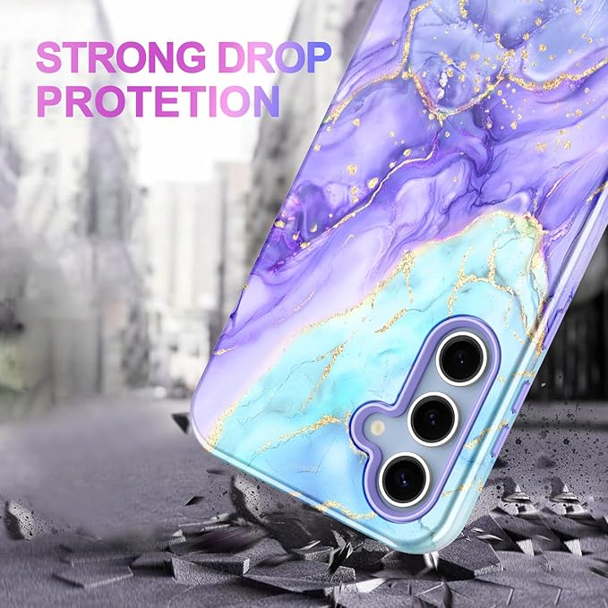 Casetego for Galaxy S24 FE Case,Compatible with MagSafe,[Military Grade Drop Test] Full Body Protection Slim Shockproof Rugged Marble Women Case for Samsung Galaxy S24 FE 6.7 inch,Cobalt Violet